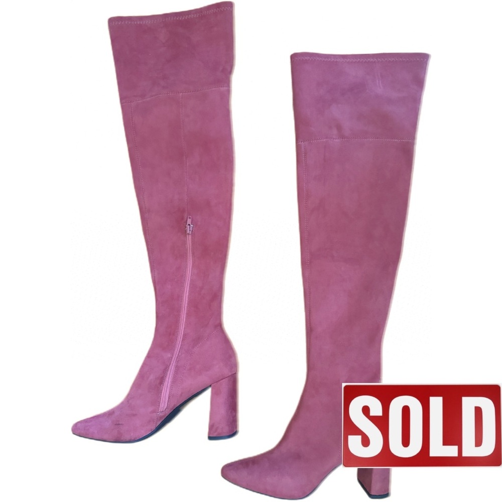 JEFFREY CAMPBELL Pink Suede Over The Knee Boots